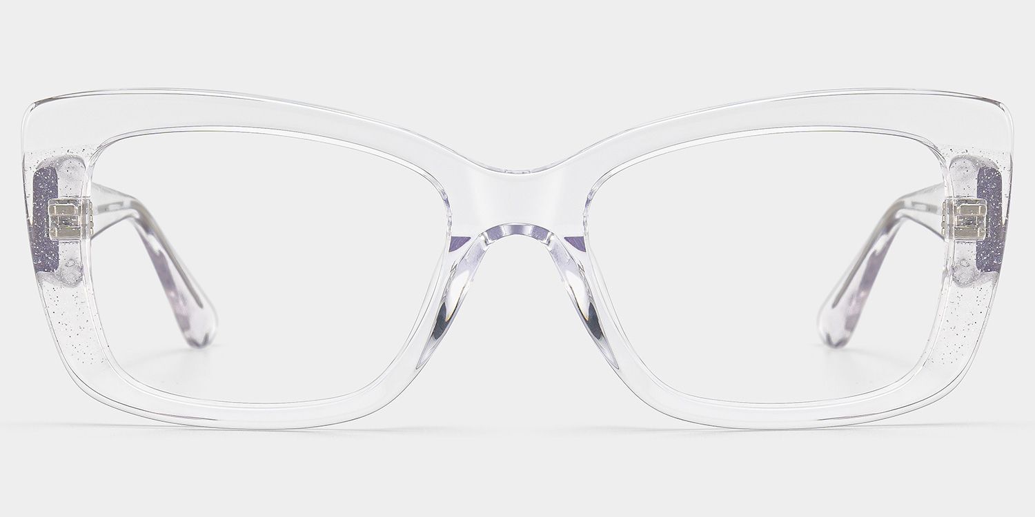 Leona Rectangle Clear Glitter Eyeglasses for Women | ZEELOOL1