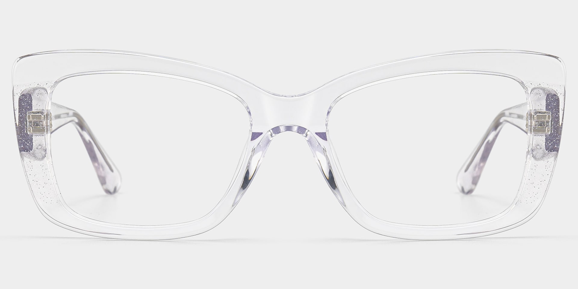 Leona Rectangle Clear Glitter Eyeglasses for Women | ZEELOOL1