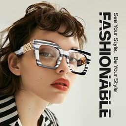 Cummings Square Black-White Striped Glasses0