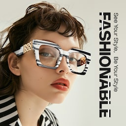 Cummings Square Black-White Striped Glasses0