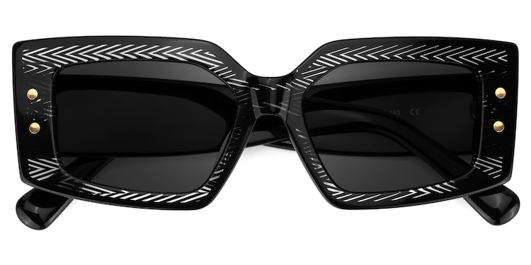 Jonas Rectangle Black Sunglasses