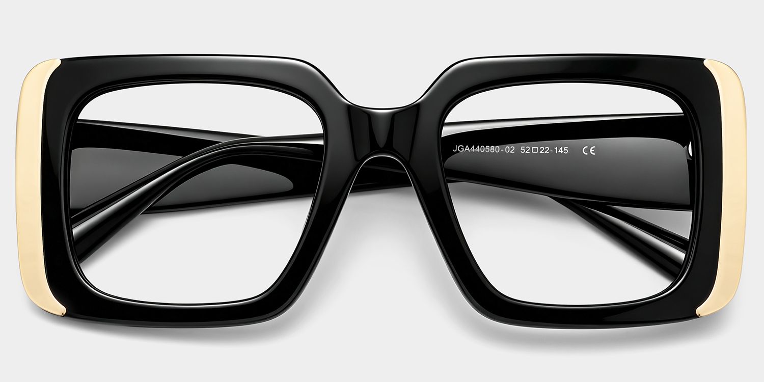Black Rectangle Eyeglass Frames - Jesse Acetate Frame Glasses1