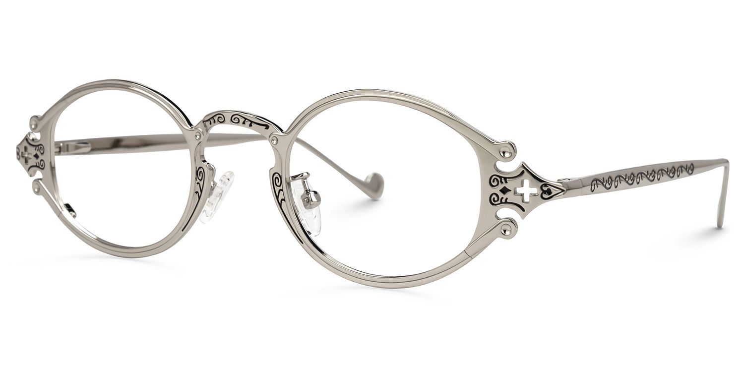Oval Serena Silver Eyeglasses and Glasses Frames Deals1