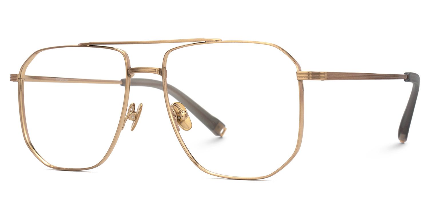 Aqua Titanium Gold Frame Glasses with Aviator Shape | Zeelool1