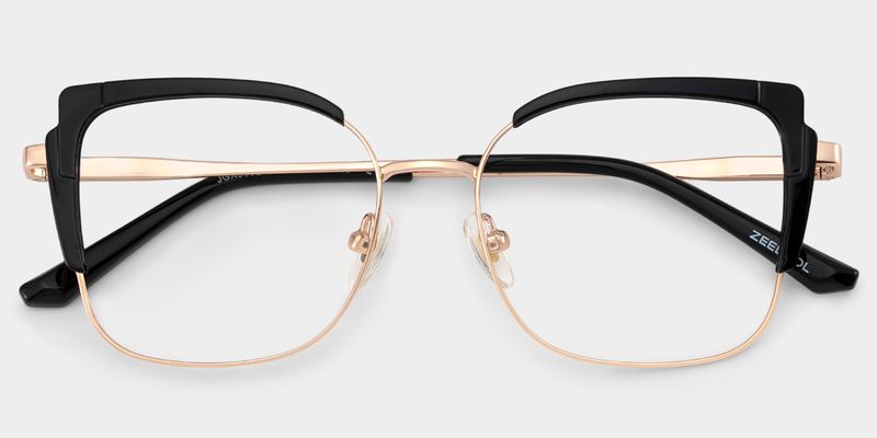 Black Thin Frame Glasses With Metal Material