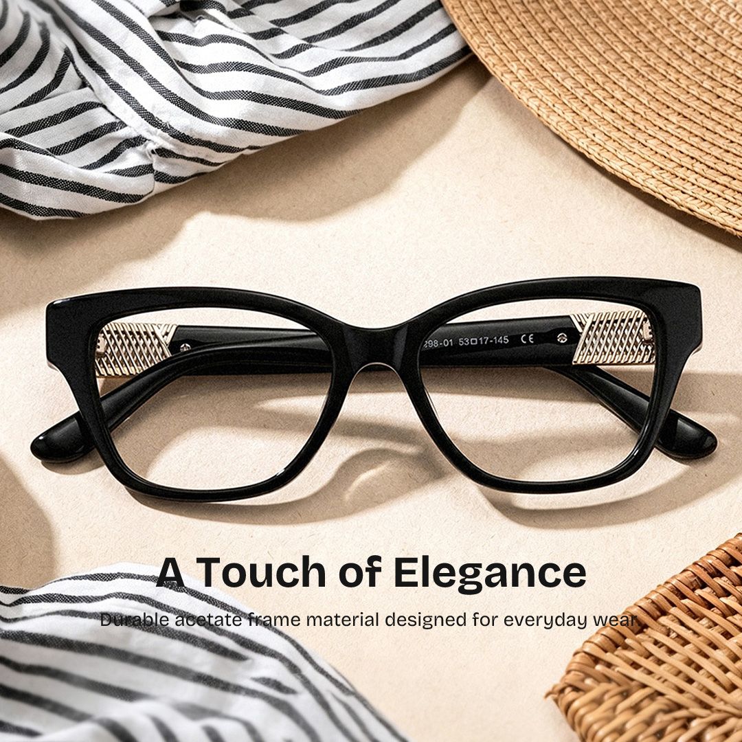 Miranda Black Frame Cat Eye Glasses for Women | ZEELOOL0