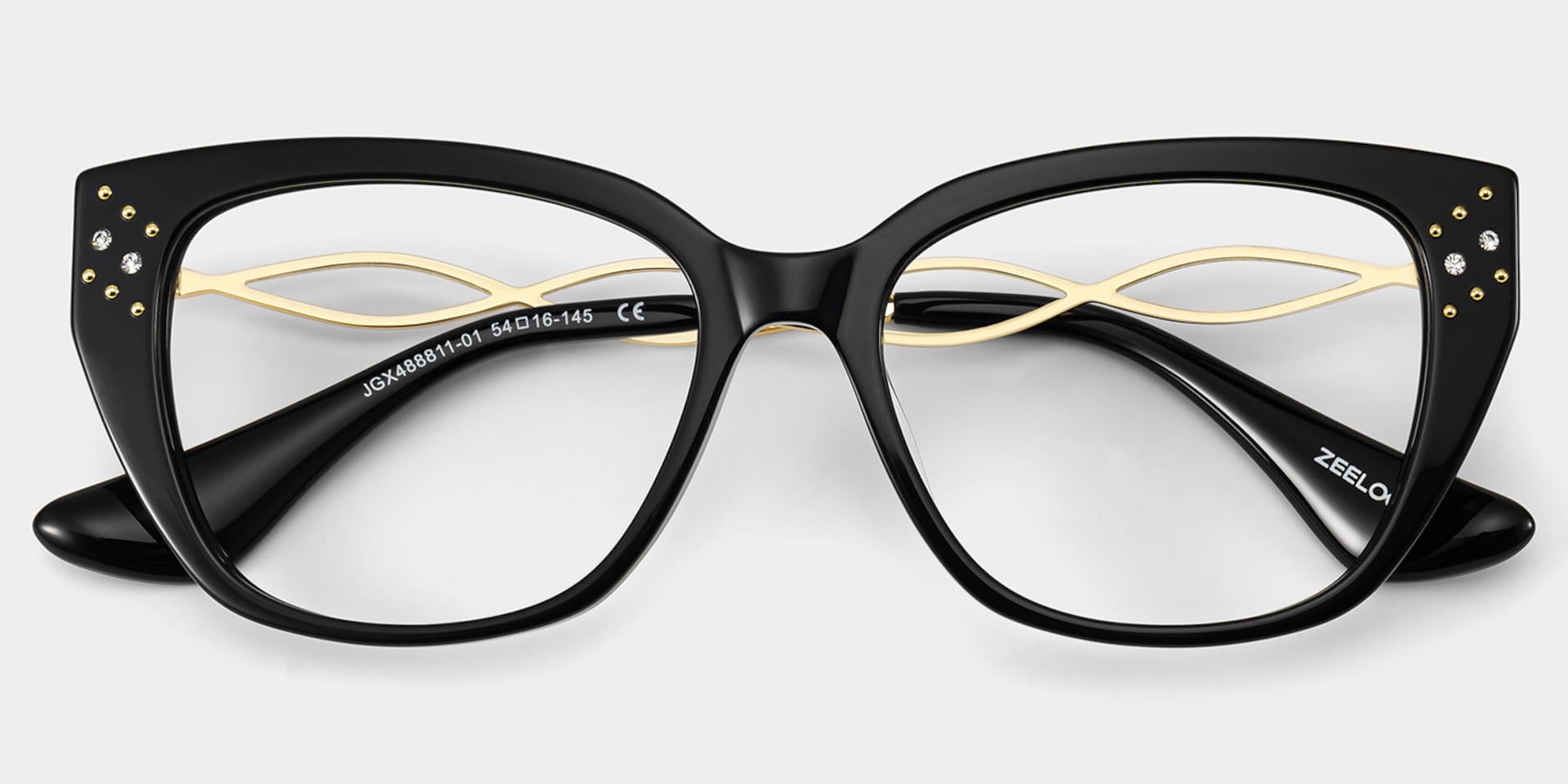 Alma Butterfly Black Glitter Eyeglasses | ZEELOOL3