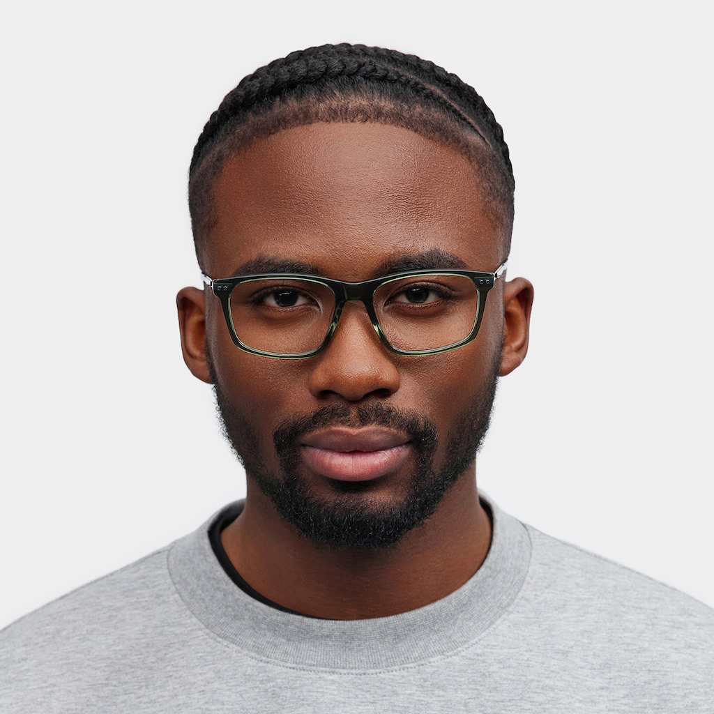 Cozy Rectangle Green Glasses