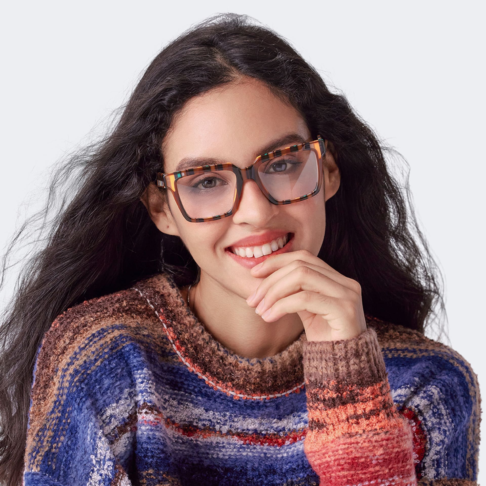 Brown Stripe Square Acetate Glasses6