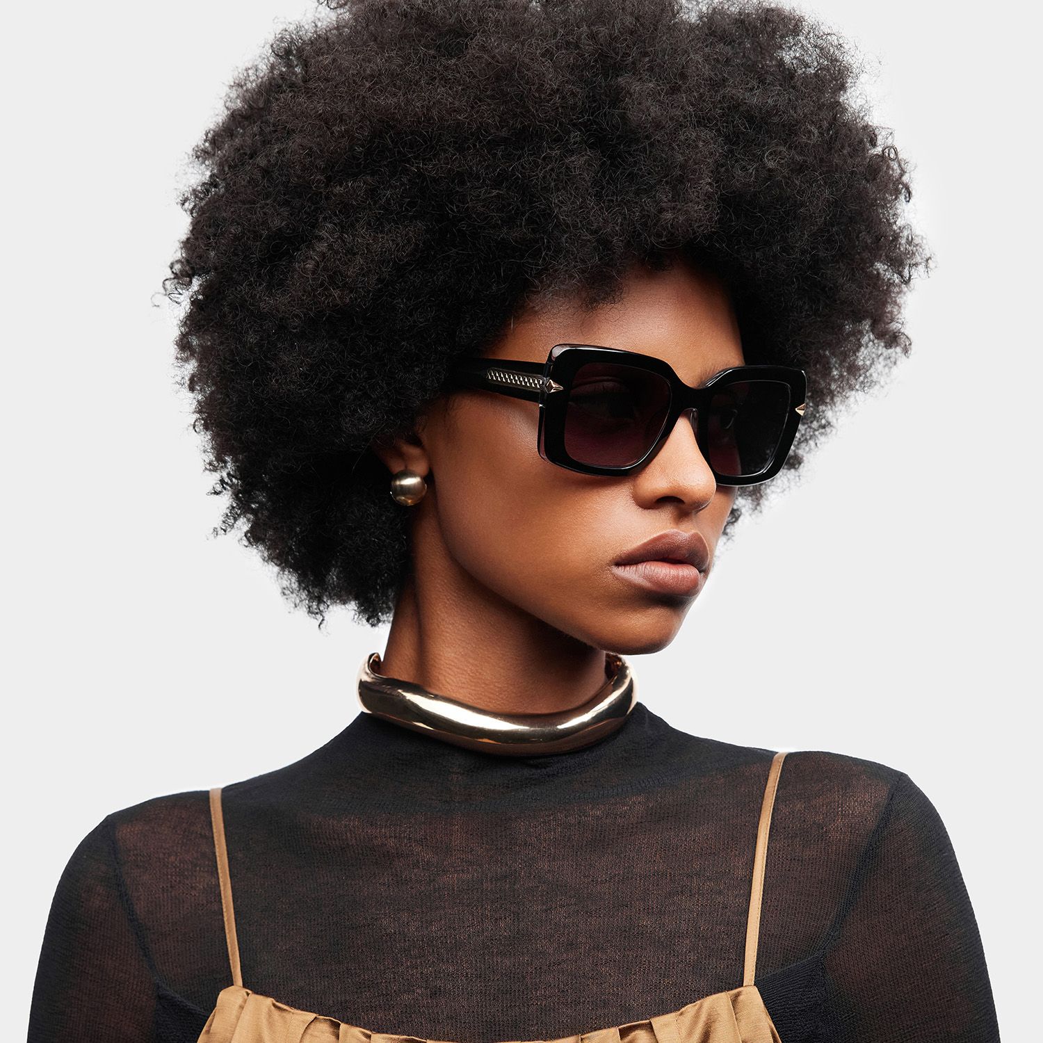 Neon Square Black Polarized Sunglasses