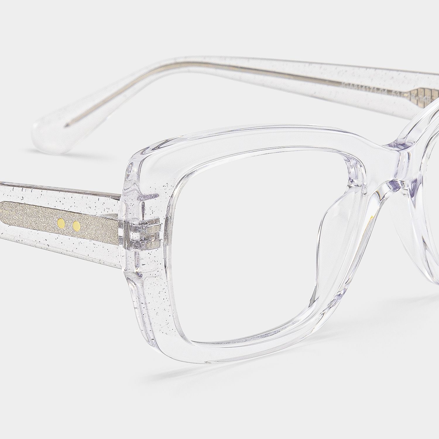 Leona Rectangle Clear Glitter Eyeglasses for Women | ZEELOOL