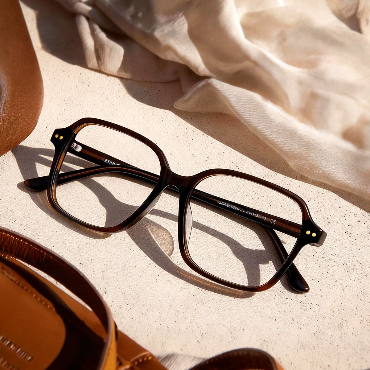 Clementine Chocolate Brown Square Glasses | ZEELOOL0