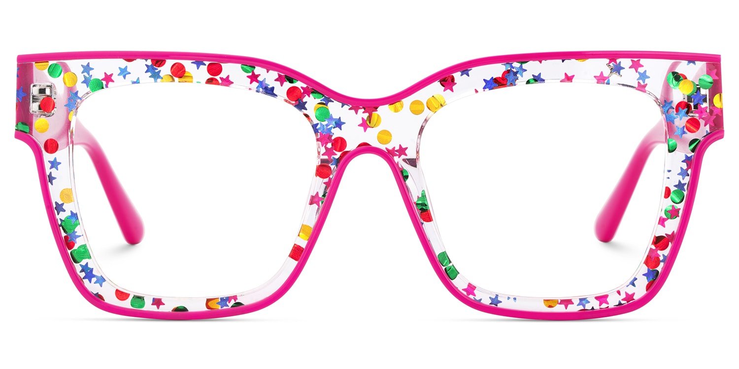 Zerica Square Rose Red Glasses