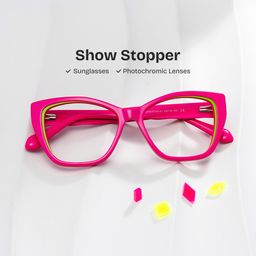 Blaise Cat-Eye Pink Green Glasses2