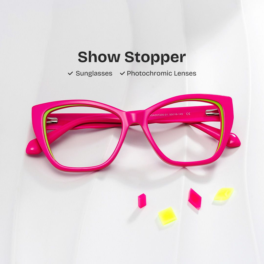 Blaise Pink Green Frame Glasses with Cat eye Frame Online | ZEELOOL2