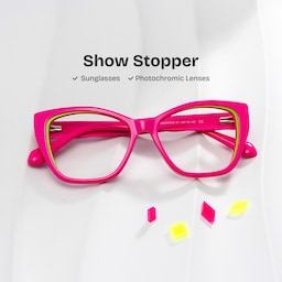 Blaise Cat-Eye Pink Green Glasses2