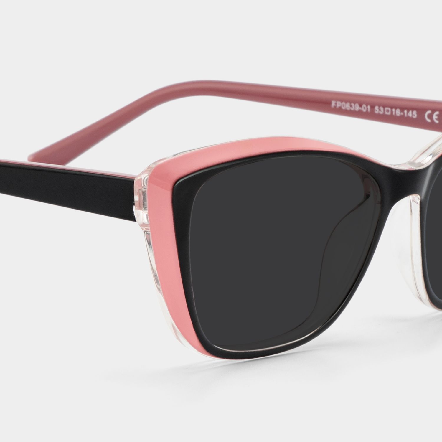 Fidelia Cat Eye Black Sunglasses and Pink Edge4