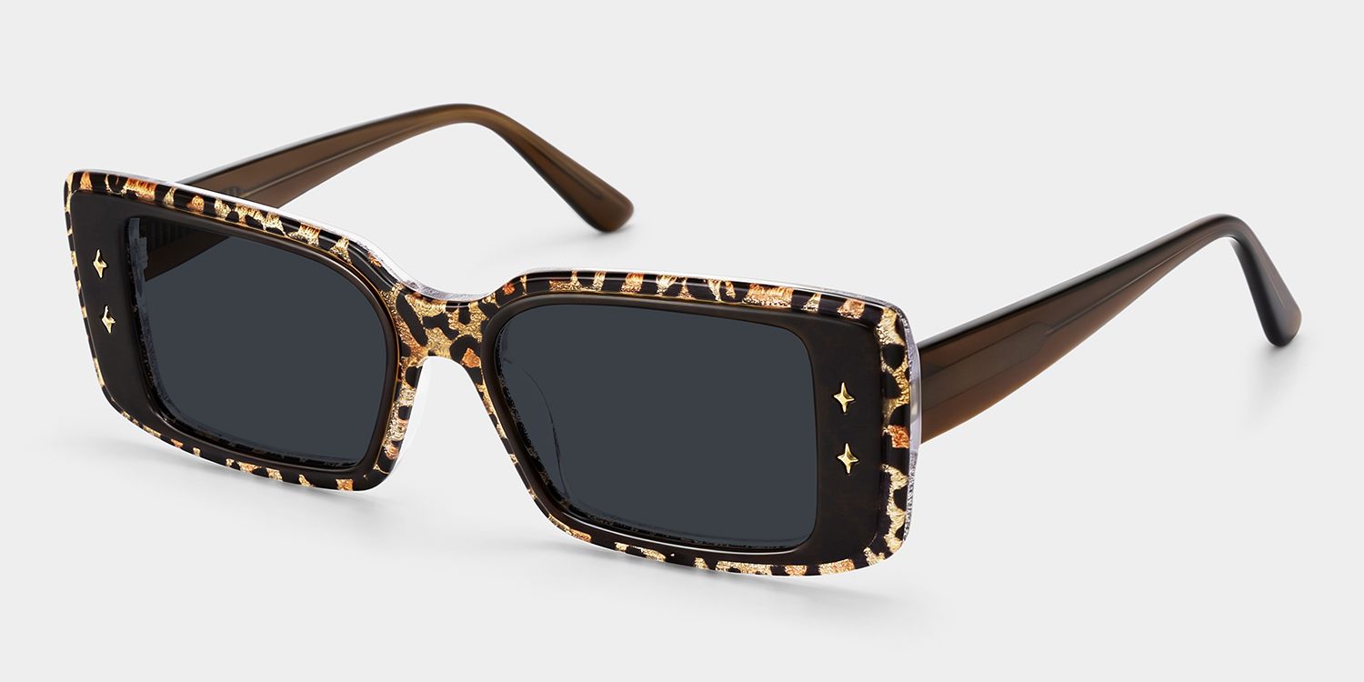 Gleam Rectangle Leopard Frame Sunglasses Online Sale | ZEELOOL2