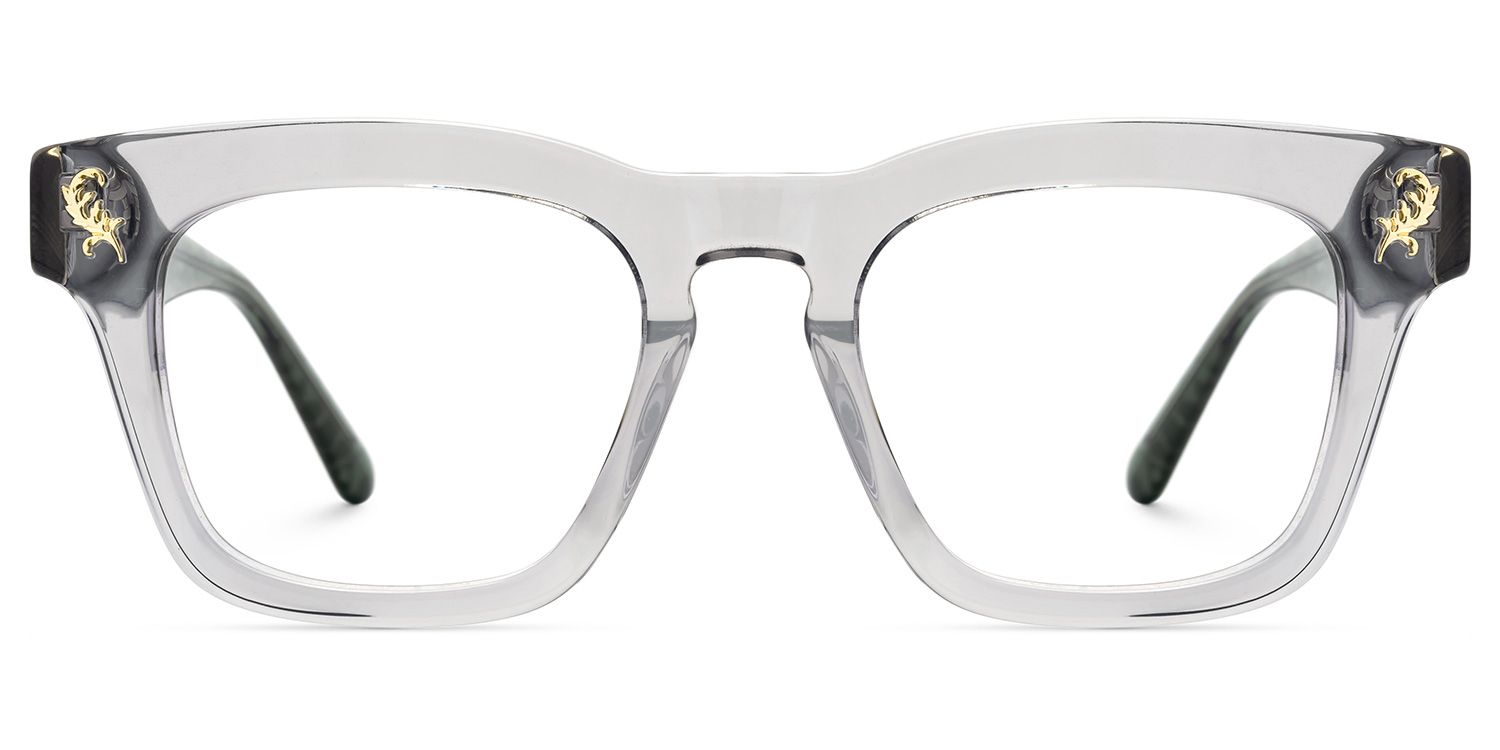 Square Gray Classic Glasses With Green Arms - Dodard Acetate Frame Glasses0