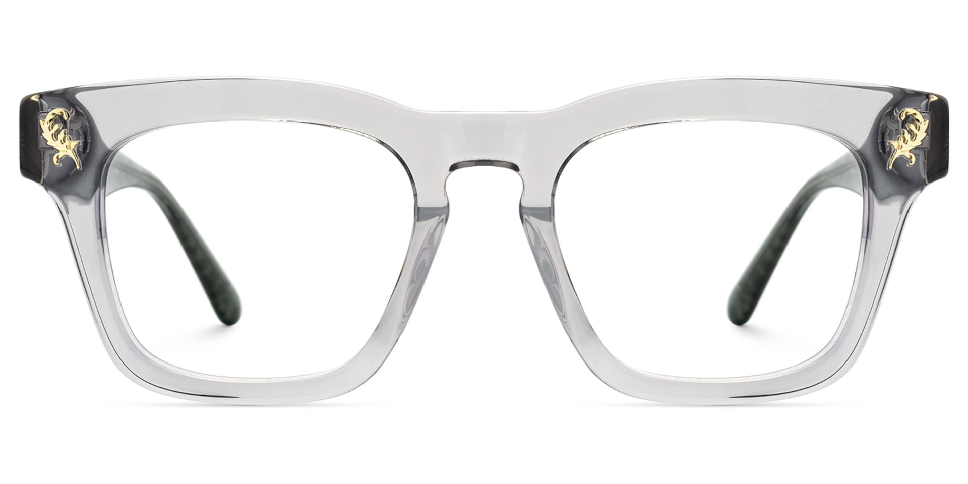 Square Gray Classic Glasses With Green Arms - Dodard Acetate Frame Glasses0