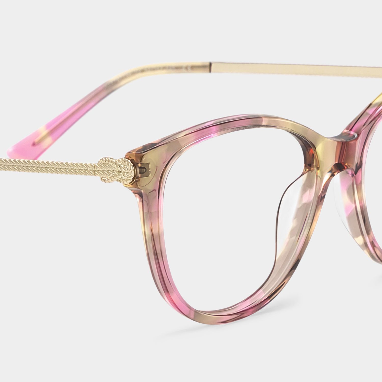 えーる Eli Tortoise Round Mixed Flower Prescription Glasses | ZEELOOL