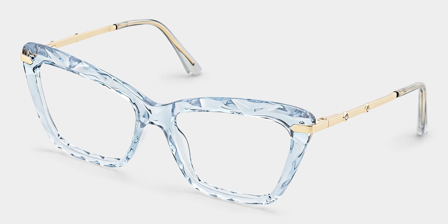 Juliet Cateye Light Blue Eyeglasses and Translucent Frame2