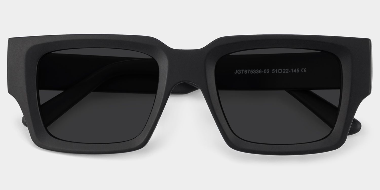 The Eye ブラックメタル　BLACKL Black TR90 Rectangle Sunglasses- Garza