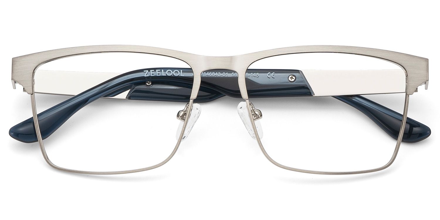 Jasper Eyeglasses in Browline Silver Frame | Zeelool2