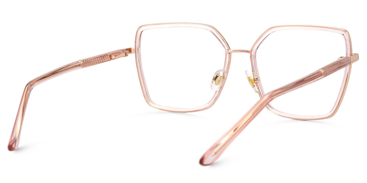 Jill Transparent Matte Pink Eyeglasses in Square Frame3