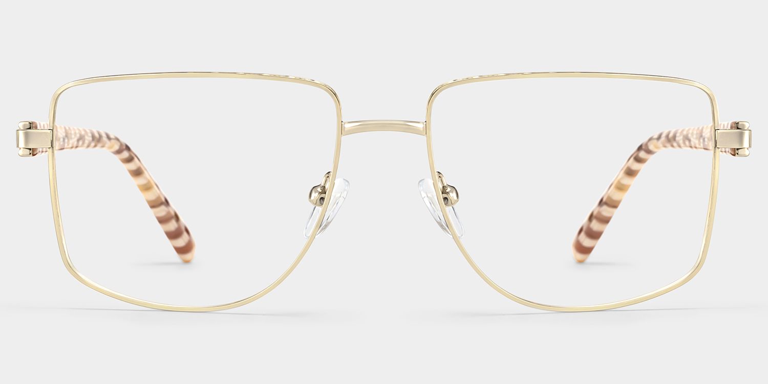 Geometric Gold yellow Eyeglasses- Felicity Metal Frame Glasses