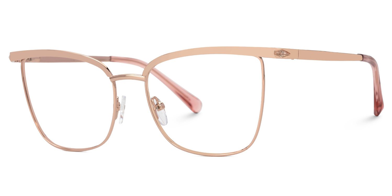 Beaty Metal Square Rose-Gold Frame Glasses | ZEELOOL Canada1