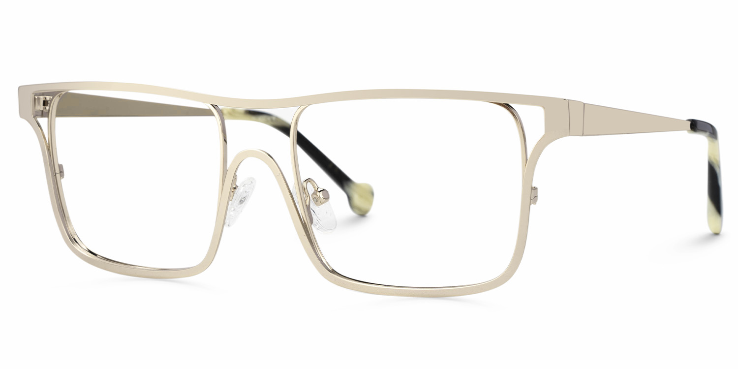 Nova Wide Matte Gold Glasses with Rectangle Frames | Zeelool1