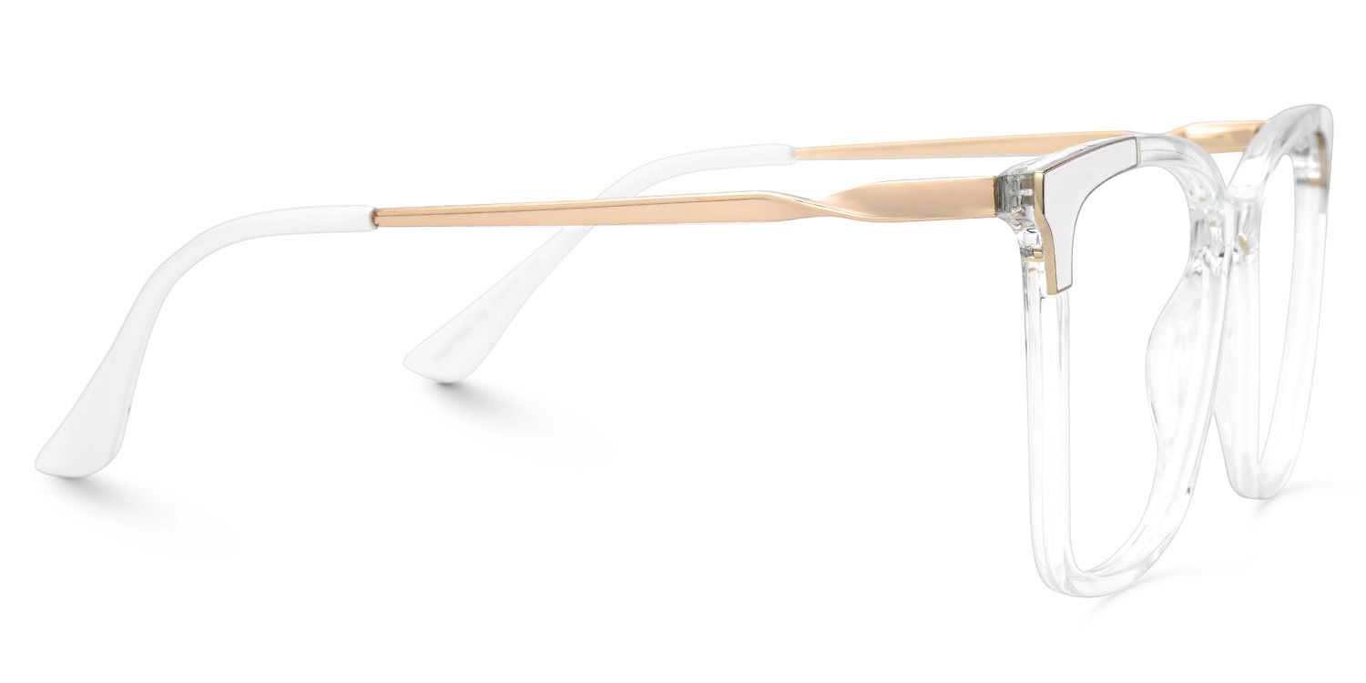 Transparent Glasses Square Shape With White Corner Frame Design3