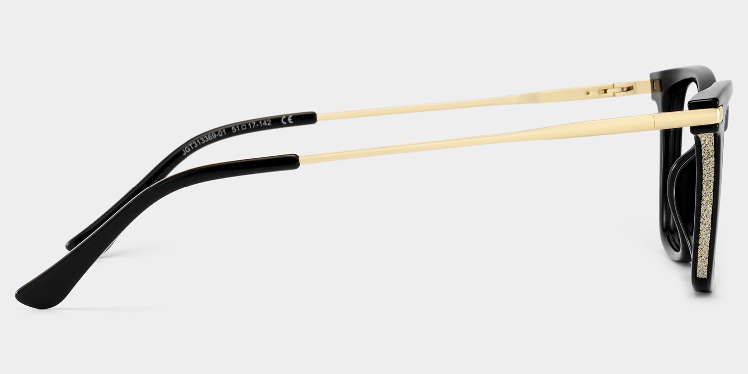 Selena Rectangle Black and Gold Frame Glasses | ZEELOOL4