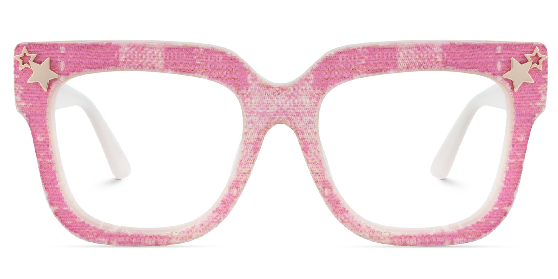 Teresita Thick Pink Denim Glasses in Square Design | Zeelool1