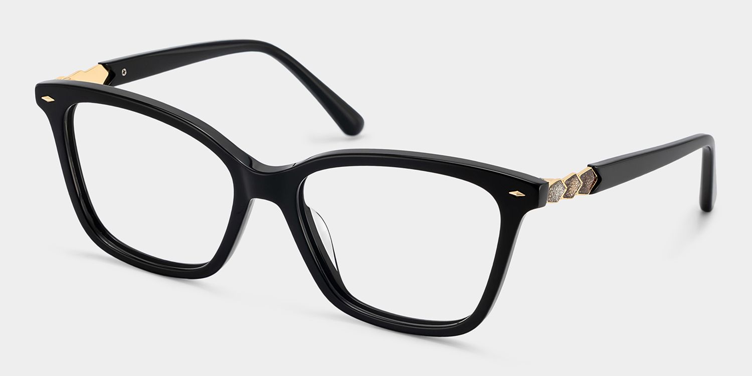 Theo Acetate Black Frame Glasses with Square Shape | Zeelool