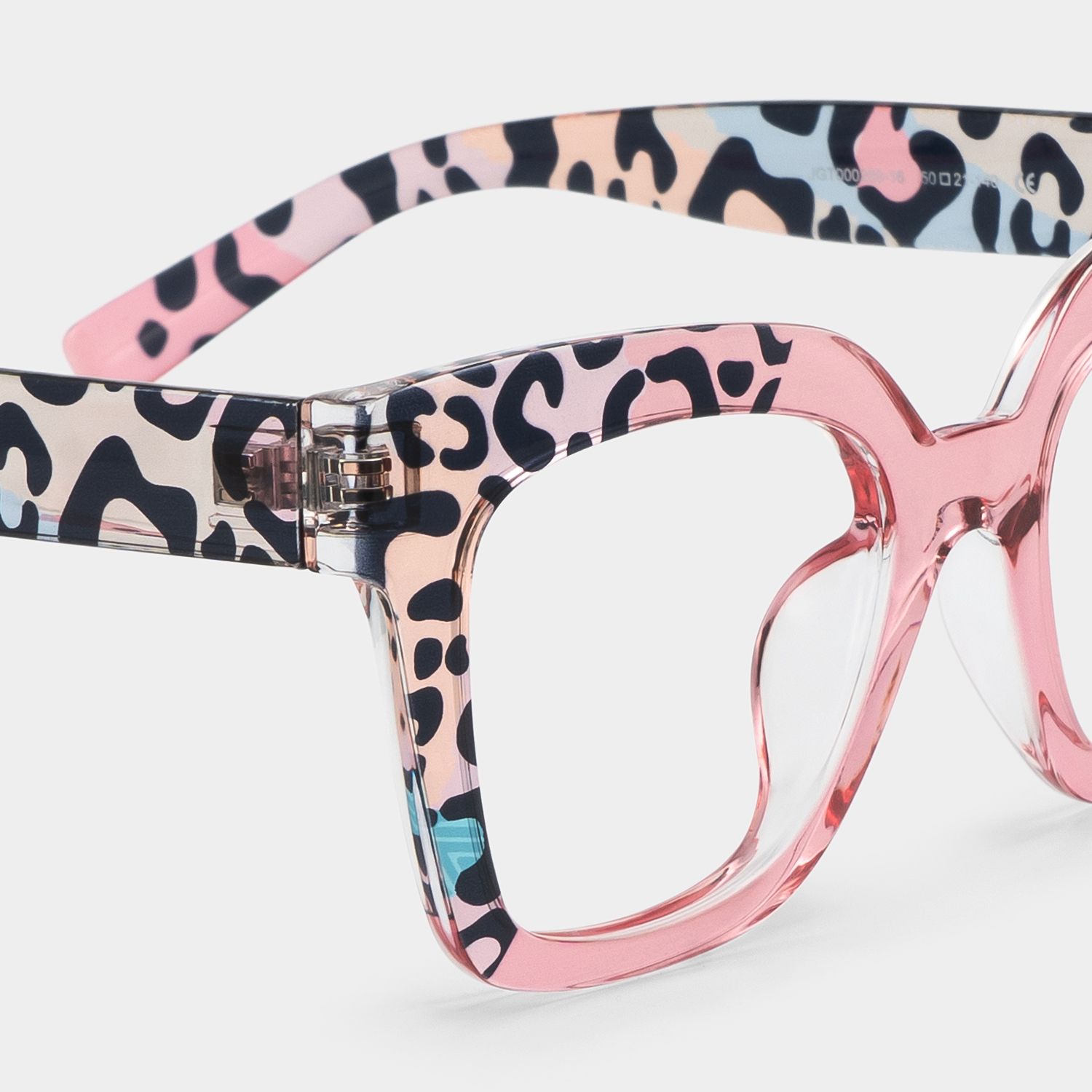 Malcolm Pink Leopard Print Square Frame Glasses for Women