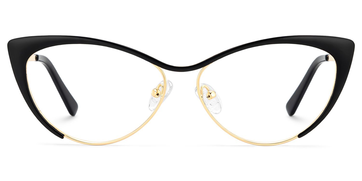 Zeelool Women's Cat eye Black Metal Prescription Glasses