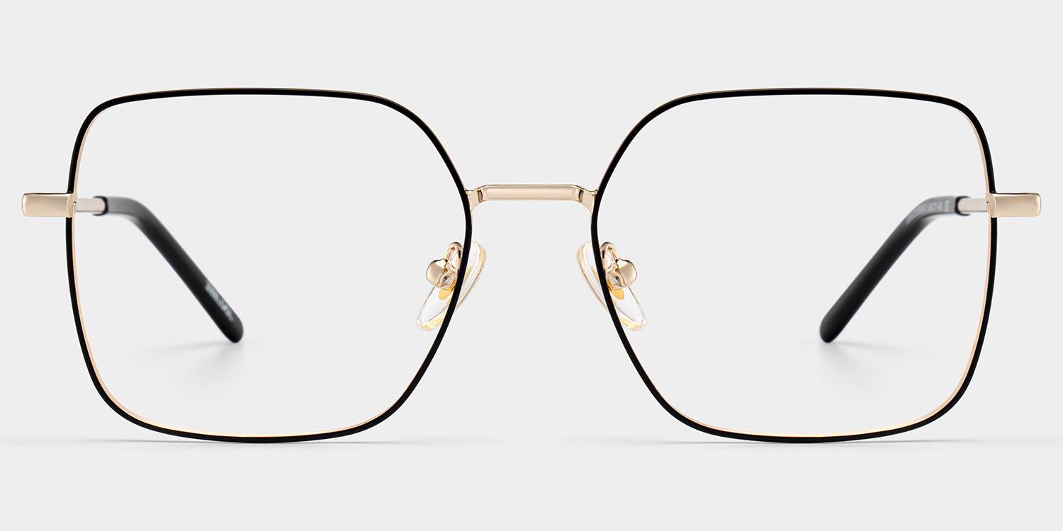 銀　約114g Abigail Black Thin Metal Frame Glasses with Square Shape | ZEELOOL