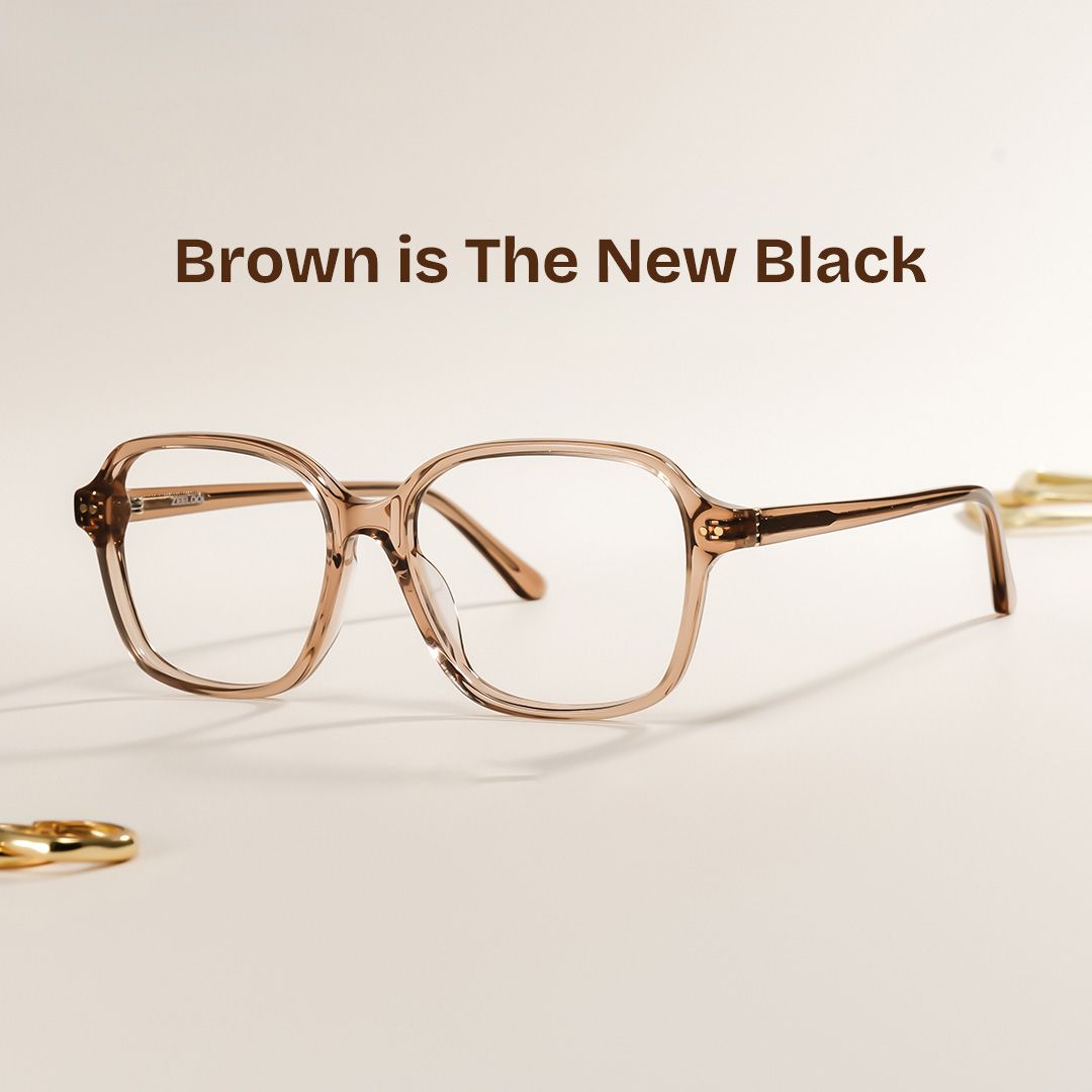 Clementine Light Brown Square Glasses for Women | ZEELOOL