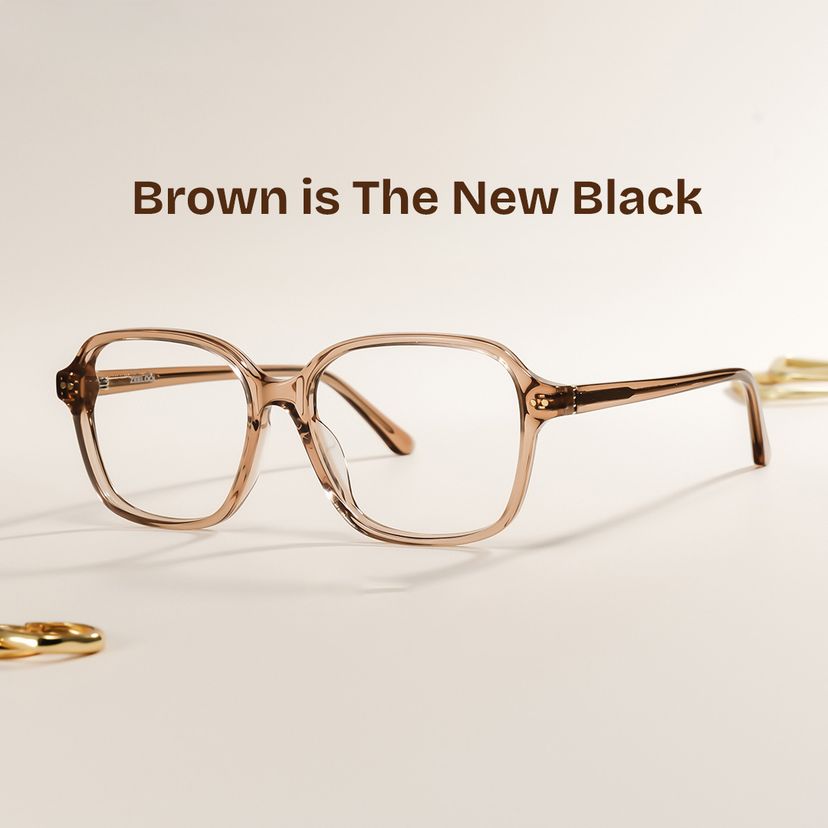 Clementine Light Brown Square Glasses