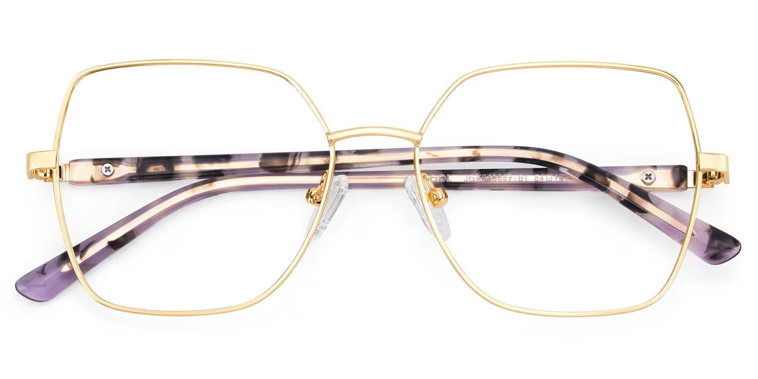 Billie Golden Geometric Prescription Glasses | Zeelool