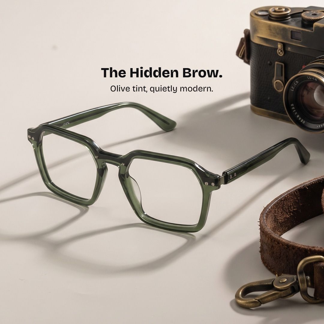 Brendan Green Geometric Mixed Frame Glasses | ZEELOOL0