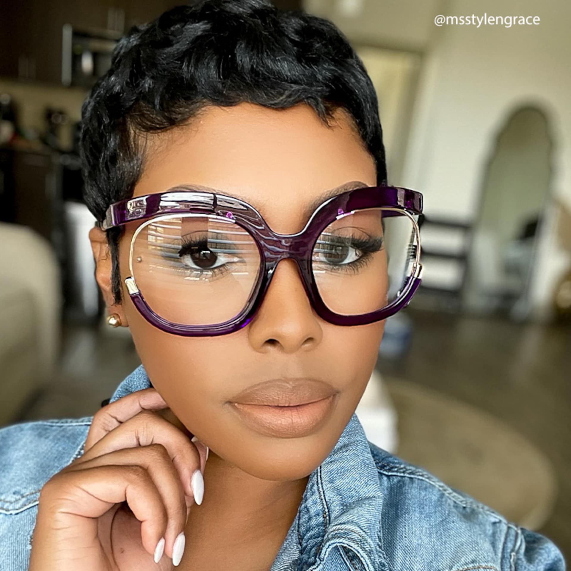 Darice Round Purple Glasses | Zeelool Glasses4