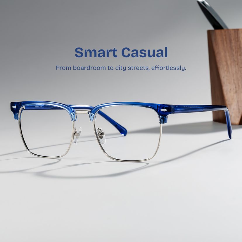 Braidsby Blue Browline Glasses