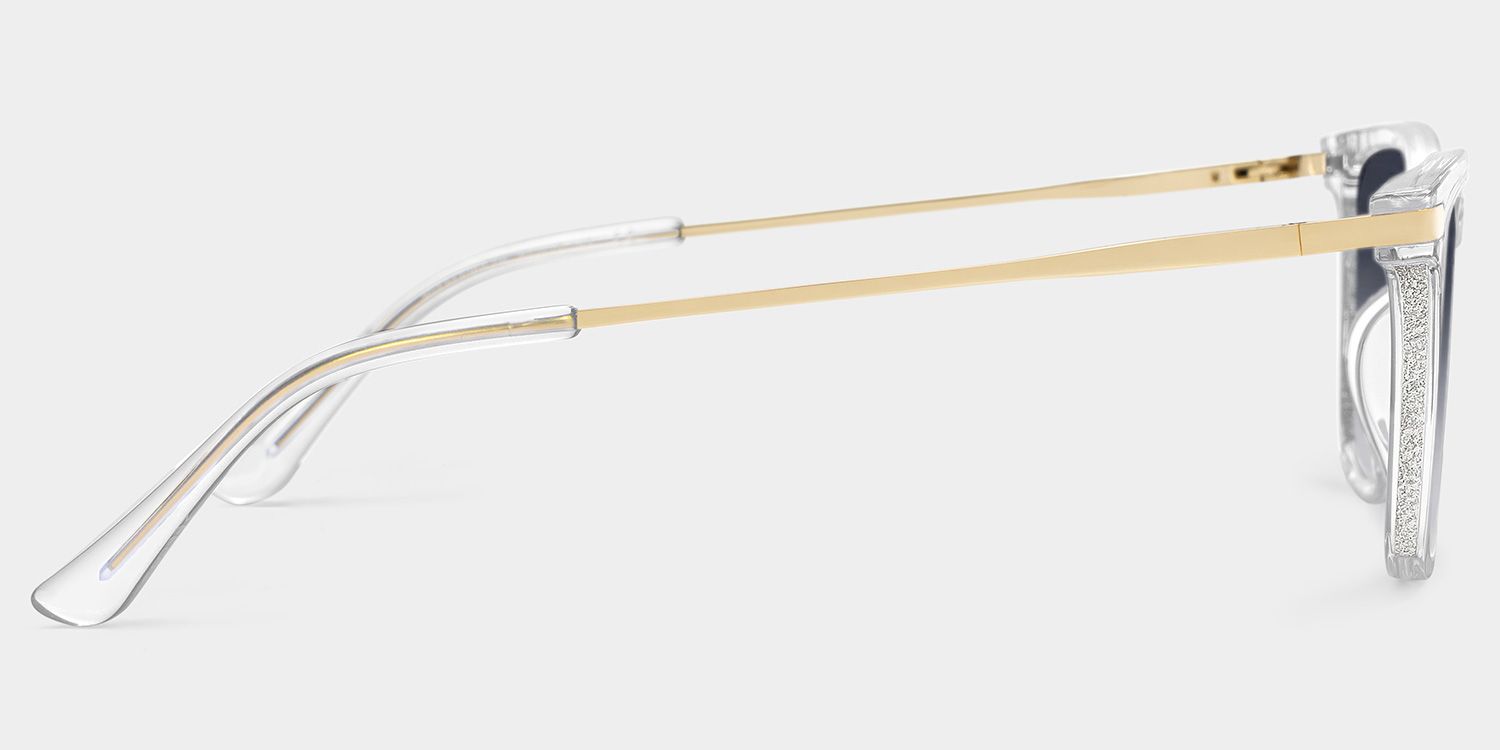 Selena Rectangle Clear White Glasses Bling Frames | ZEELOOL3