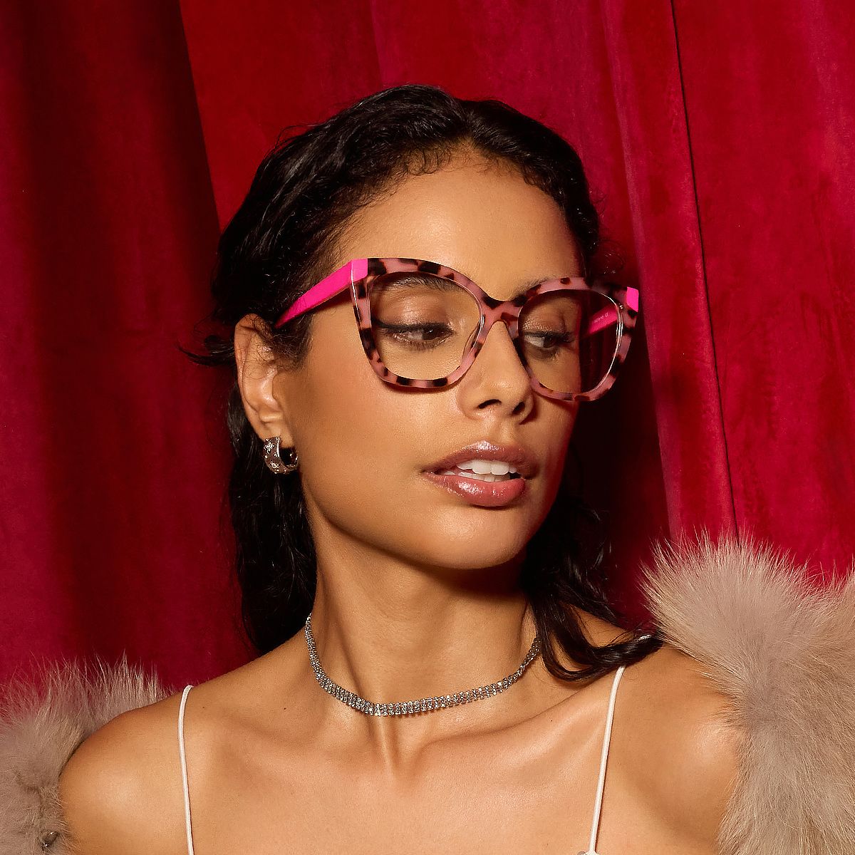 Kira Pink Tortoise Frame Glasses with Butterfly Frame Online | ZEELOOL1