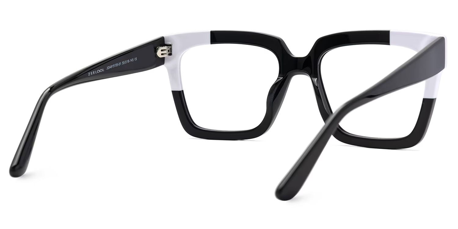 Glendalis Square Black and White Frames for Glasses  | Zeelool3