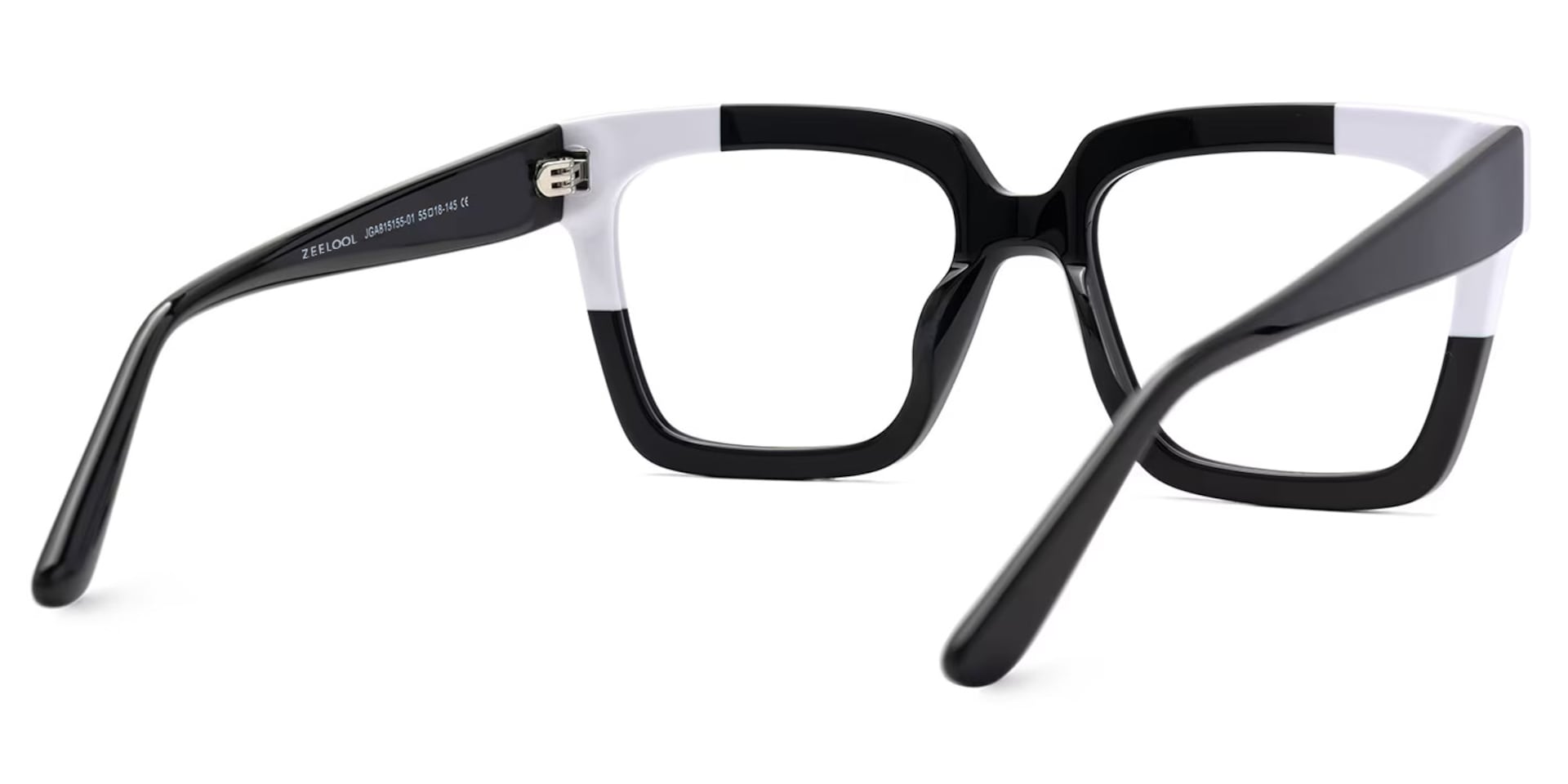 Glendalis Square Black and White Frames for Glasses  | Zeelool3