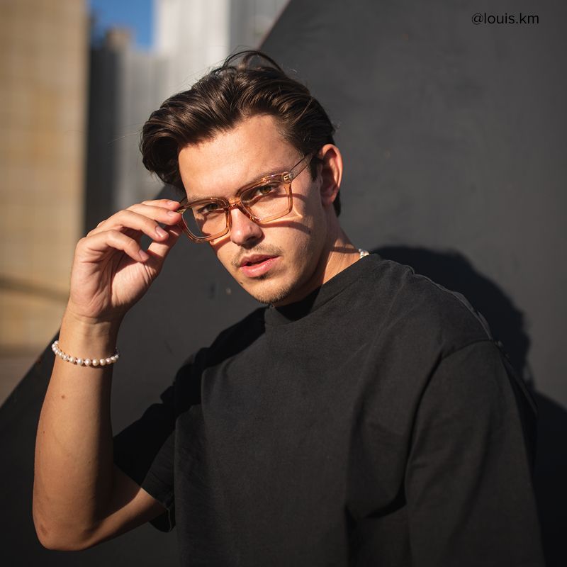 Grover Rectangle Eyeglasses and Beige Color Frames9